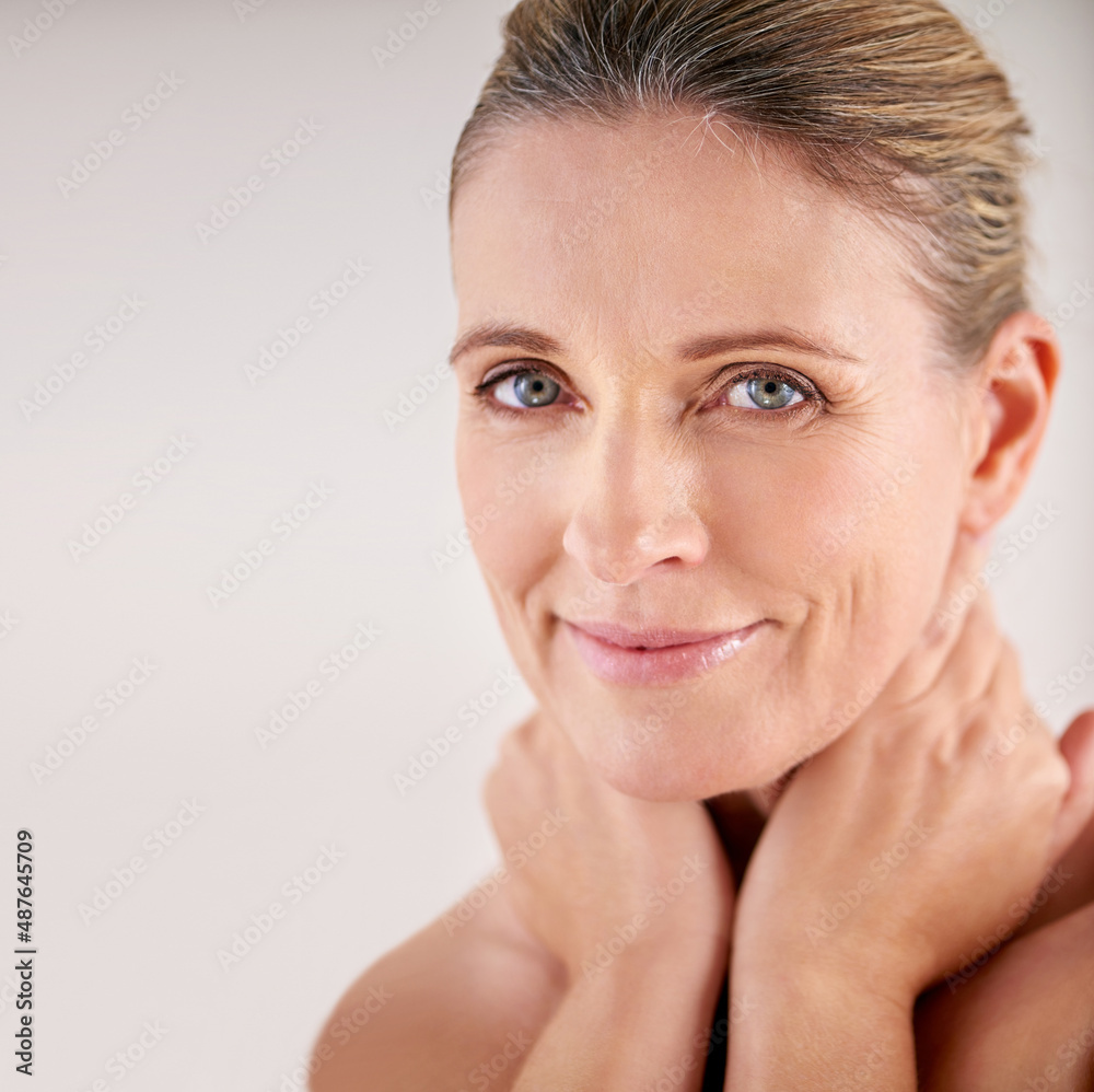 Beautiful skin requires commitment not a miracle. Cropped portrait of an attractive mature woman posing in studio. Beautiful skin requires commitment not a miracle. Cropped portrait of an attractive mature woman posing in studio.