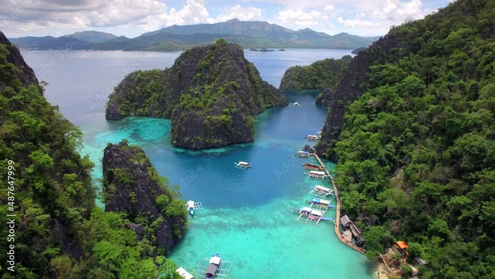 Aerial view of Kayangan Lake in Coron island, Palawan, Philippines.