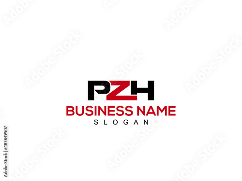 Initial PZH letter logo, monogram pz letter logo concept with red and black color icon design photo