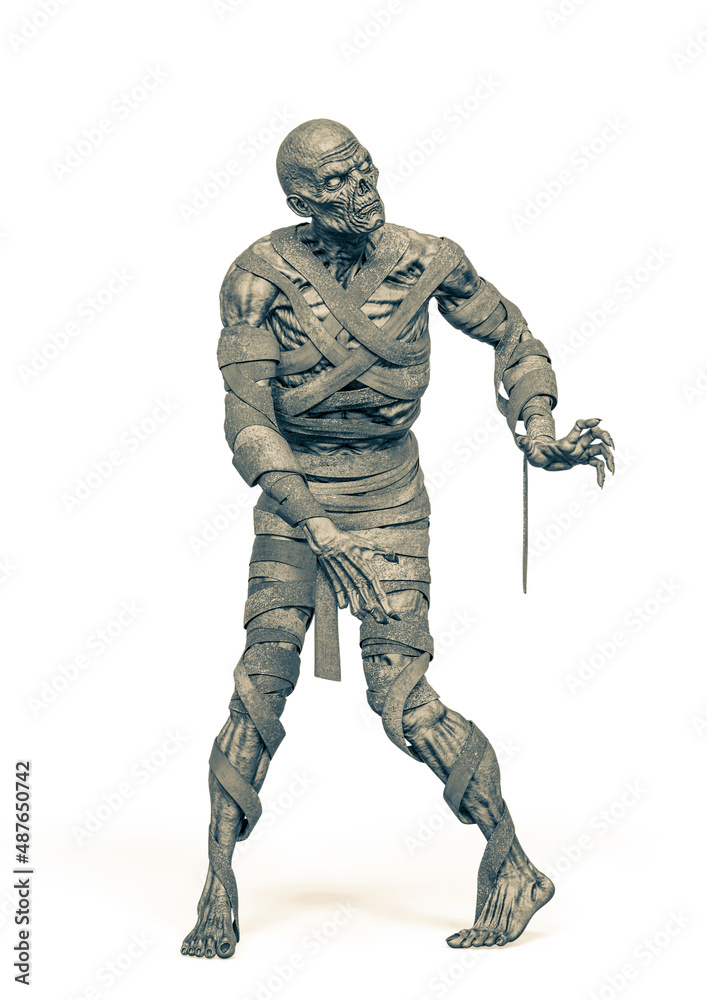 mummy is looking for someone on white background mummy is looking for someone on white background