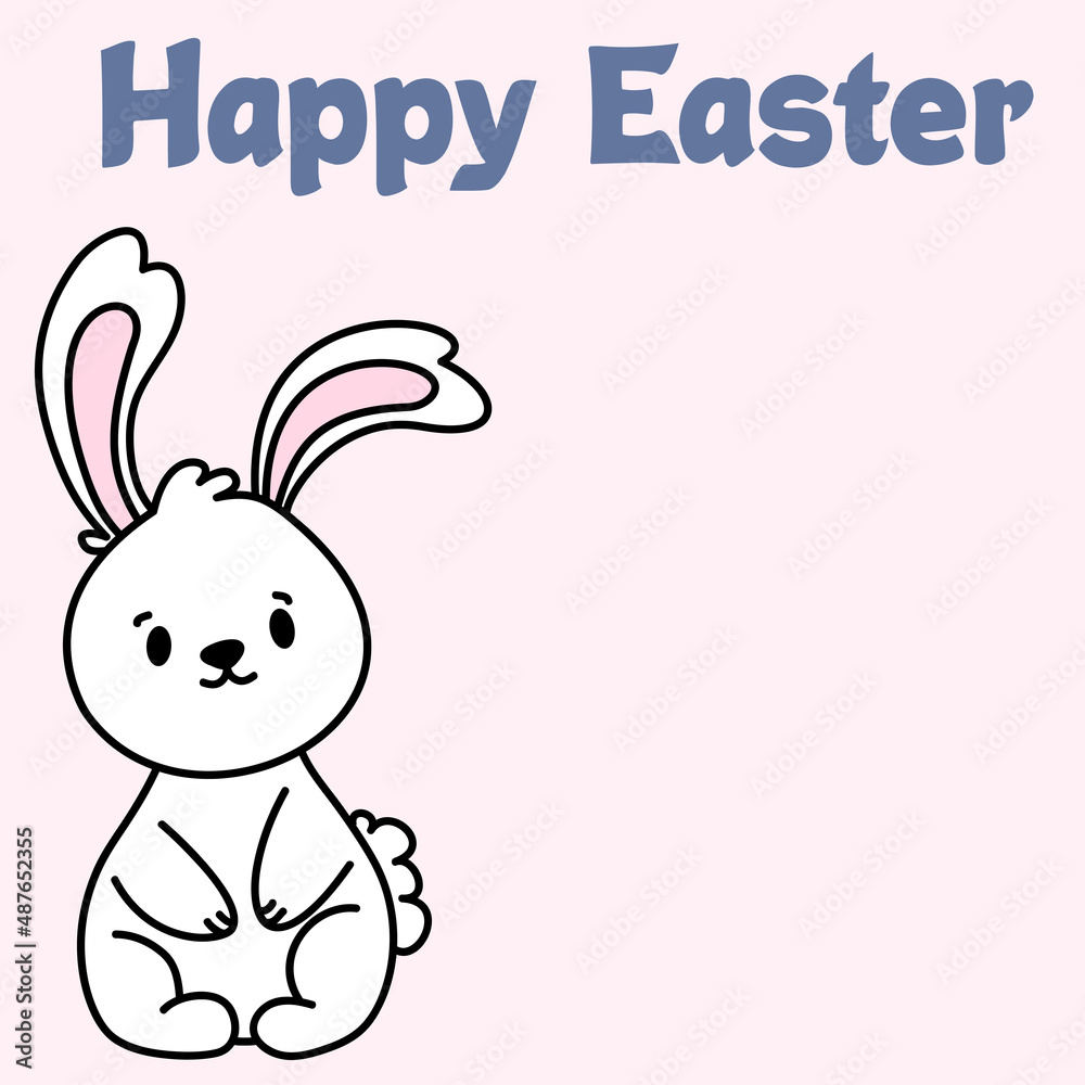 digtal drawing of a white rabbit with the phrase happy easter digtal drawing of a white rabbit with the phrase happy easter