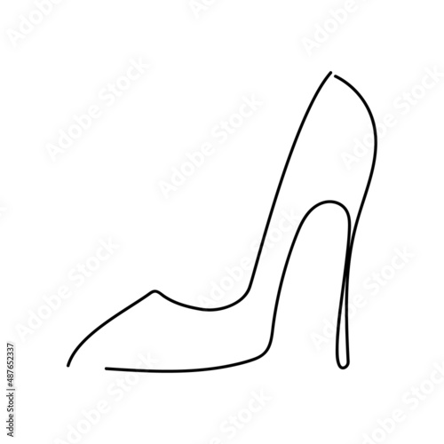 Vector outline high heel shoes. Graphic black and white pumps.
