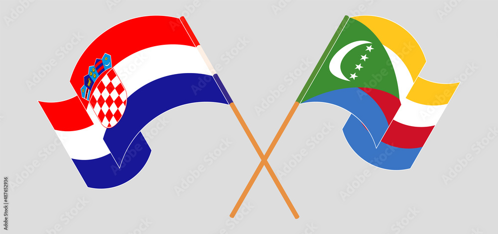 Crossed flags of Croatia and the Comoros. Official colors. Correct proportion
