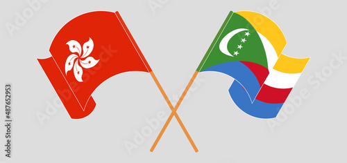 Crossed flags of Hong Kong and the Comoros. Official colors. Correct proportion