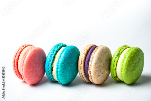Sweets macaroons candies concept on  background