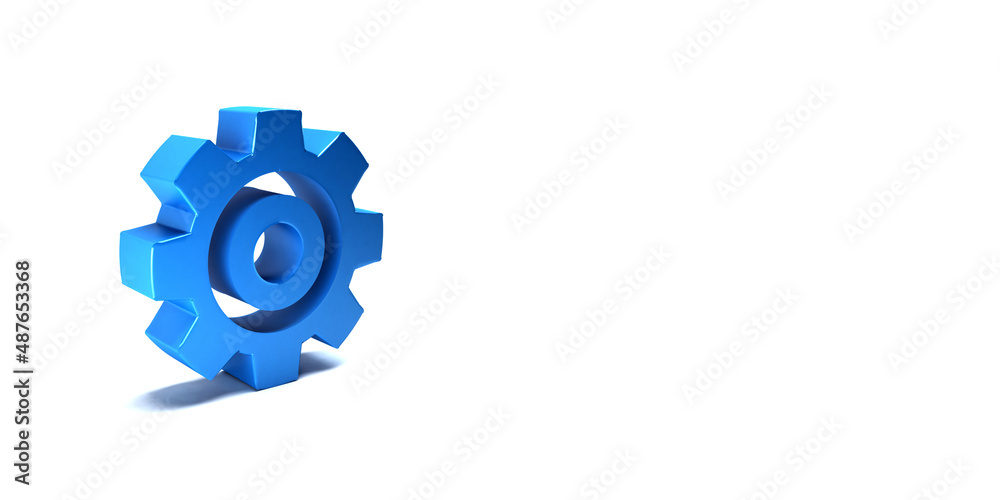 Obraz premium 3D Gear blue color banner style with copy space illustration render