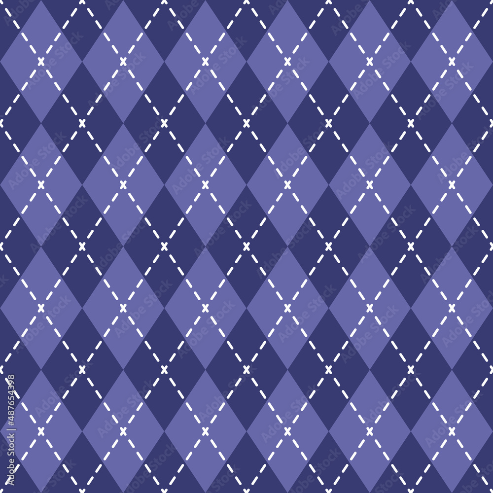 Fototapeta premium Purple checkered argyle background, seamless pattern. Vector.