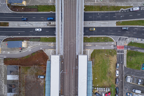 Railroad over Gorczewska Street in Wola district, Warsaw, Poland