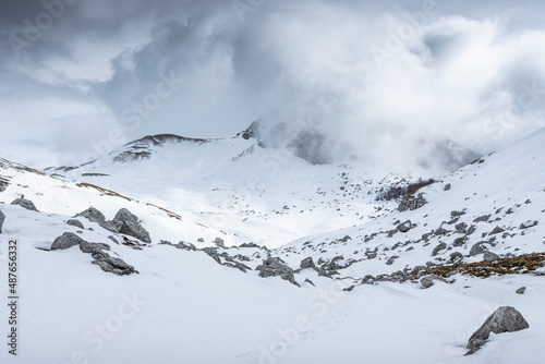 il versante laziale del parco nazionale di abruzzo lazio e molise (le mainarde) in una giornata nebbiosa photo