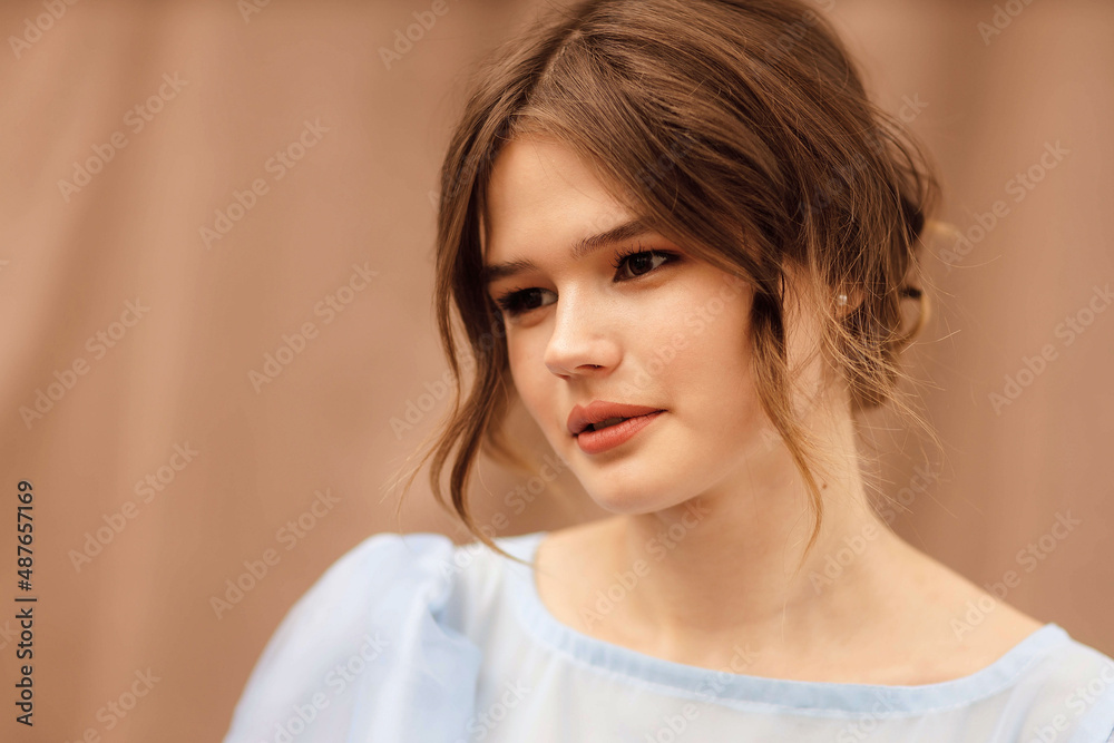 portrait of a girl in a blue dress portrait of a girl in a blue dress