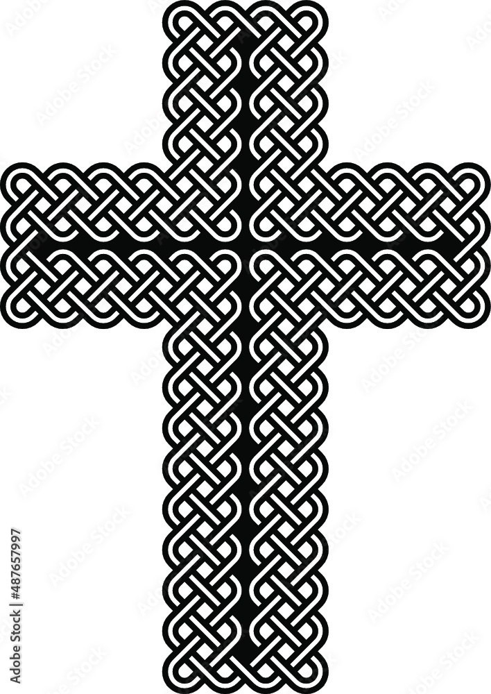 Beautiful Celtic cross. Vector illustration isolated. Easter concept. Traditional cross in the Irish style.