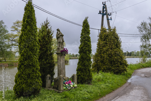 Roadside shrine of St John of Nepomuk in Czechowice-Dziedzice town, Silesia region of Poland