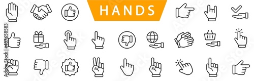 Fotografija Hand line icons set isolated on white background vector