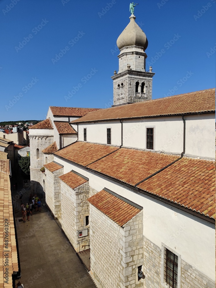 church whit red roof church whit red roof