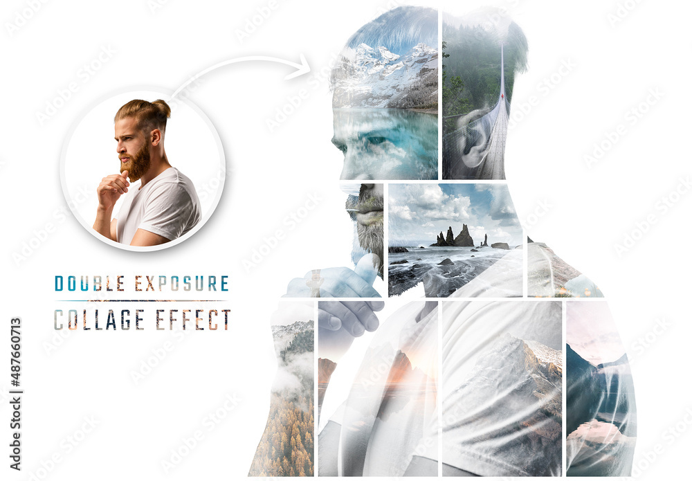 Photo Collage Double Exposure Effect Mockup Stock Template Adobe Stock