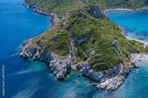 Arilla cape over Ionian Sea near Afionas village, Corfu Island in Greece