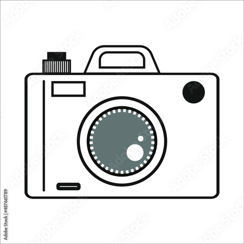 Kamera Fotografie Symbol dünne Linie, linear, Umriss. Digitalkamera-Tasche Einfaches Schild, Logo der Kamera photo