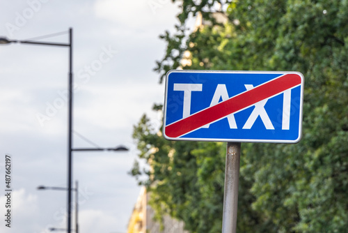 End of taxi rank sign in Warsaw city, Poland