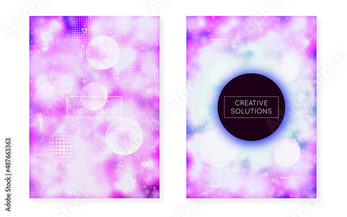 Rainbow Background. Tech Concept. Vibrant Flyer. Digital Texture. Hologram Design. Purple Retro Pattern. Memphis Dots. Space Halftone Backdrop. Violet Rainbow Background