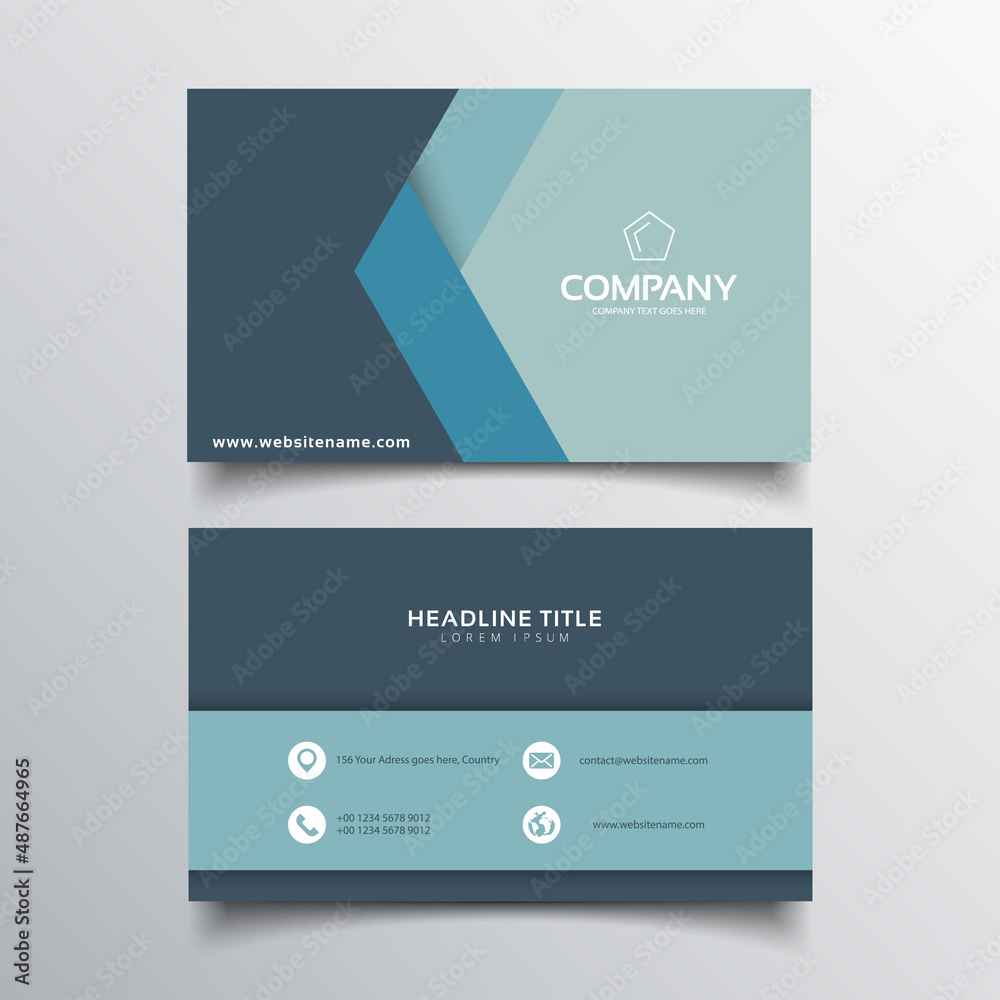 Colorful style modern business card design. Flat vector illustration. Contact card for company.
