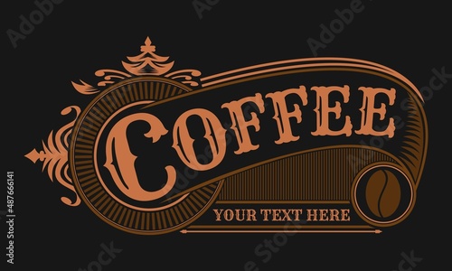 Coffee frame decoration logo vintage retro vector illustration for your company or brand