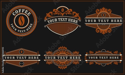 Coffee frame badge vintage retro logo vector illustration for your company or brand