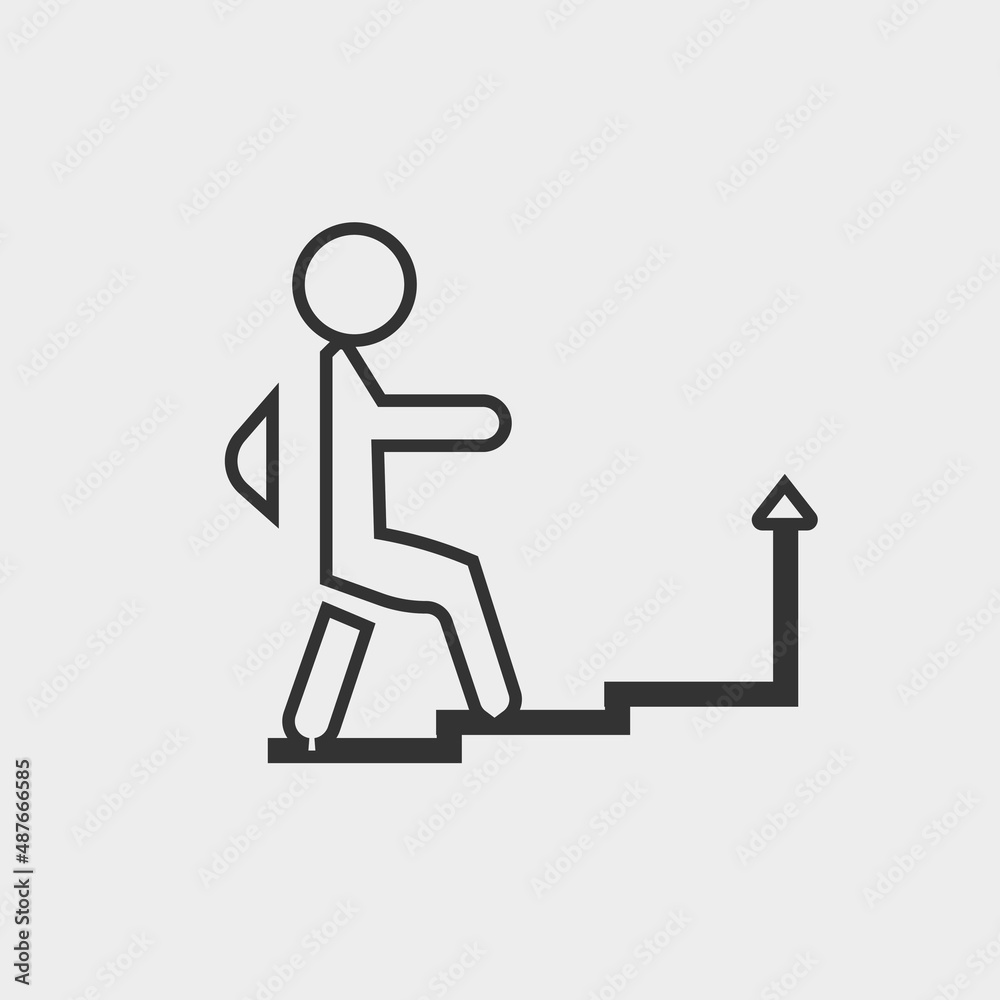 Climbing stairs vector icon illustration sign Climbing stairs vector icon illustration sign