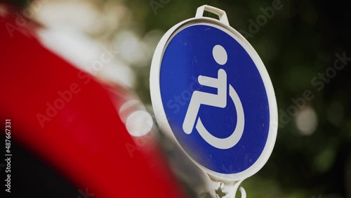 Disabled handicap parking space reserved for handicapped. Parking for people with special needs. Special places for cars. Wheelchair parking symbol. vector icon
