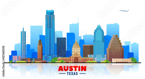 Austin Texas city skyline vector illustration. Background with a city panorama. Travel picture.