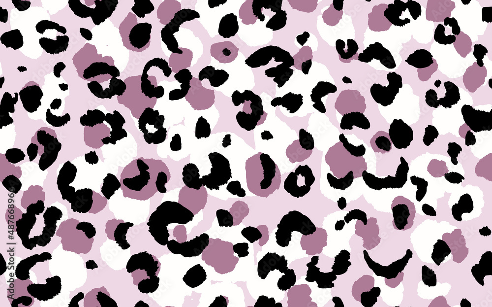 Abstract modern leopard seamless pattern. Animals trendy background. Pink and black decorative vector stock illustration for print, card, postcard, fabric, textile. Modern ornament of stylized skin