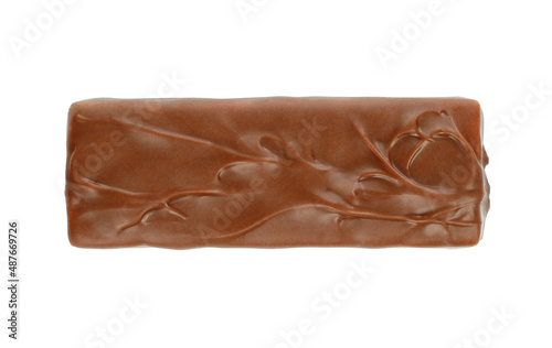 Chocolate bar top view isolated on white background