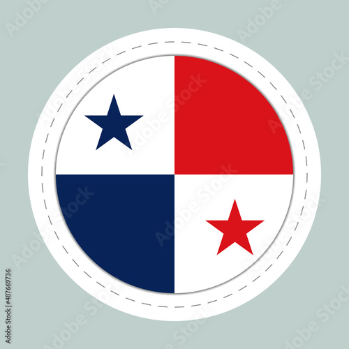 Sticker ball with flag of Panama. Round sphere, template icon. National symbol. Glossy realistic ball, 3D abstract vector illustration. Big bubble