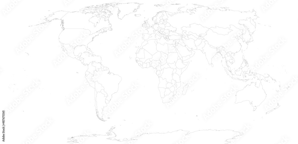 Political outline highly detailed world map. Black outlines on a white background Political outline highly detailed world map. Black outlines on a white background