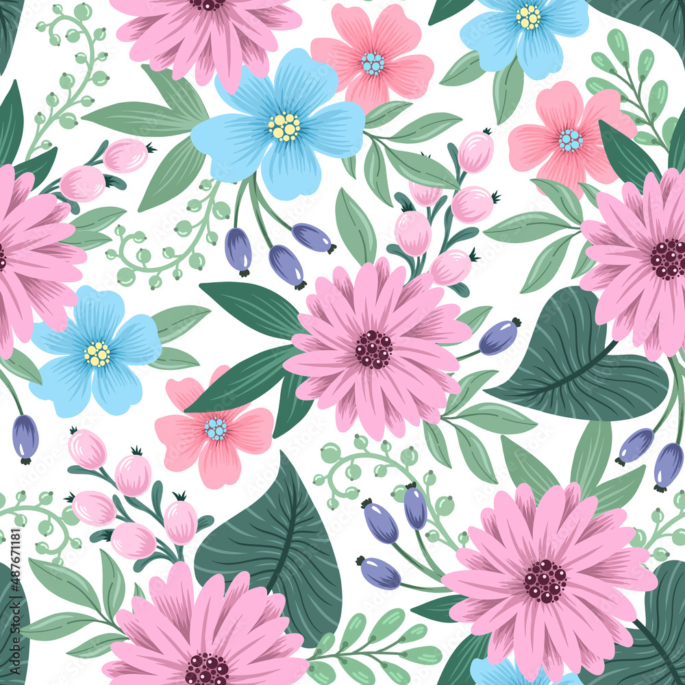 Floral seamless pattern. Fabric and packaging design.