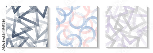 Seamless geometric vector patterns set with shapes of dots.