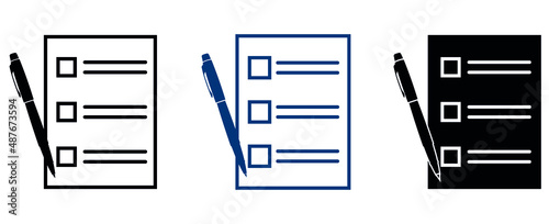 Document with pen icon set. Form icons collection. form icon in different style, document symbol. vector illustration isolated on a white background