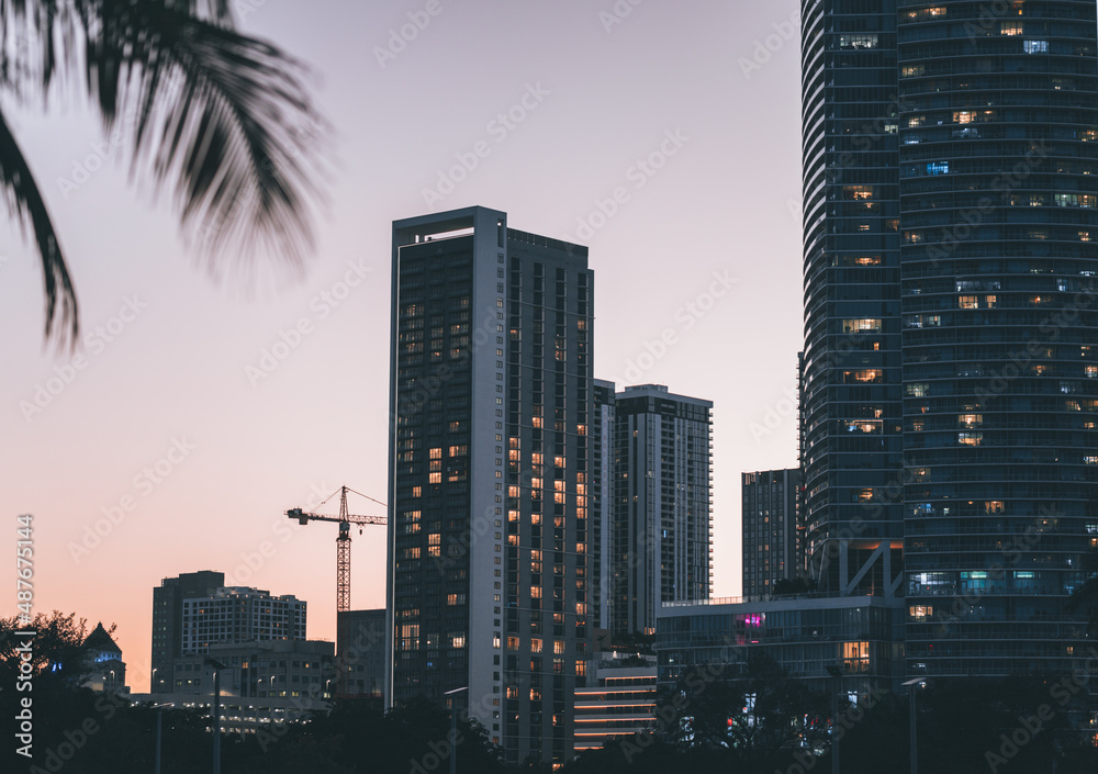 downtown city at sunset MIAMI FLORIDA usa 