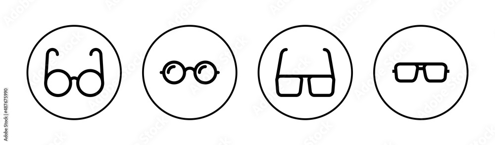 Glasses icons set. Glasses sign and symbol