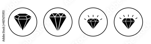 Diamond icons set. diamond gems sign and symbol