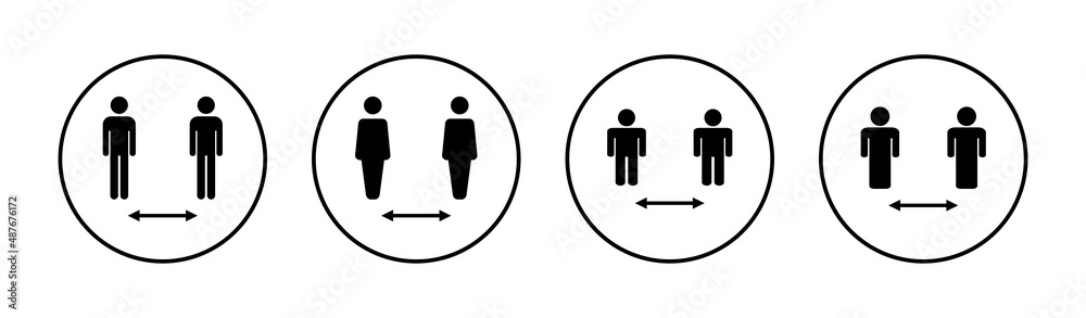 Social distance icons set. social distancing sign and symbol. self quarantine sign Social distance icons set. social distancing sign and symbol. self quarantine sign