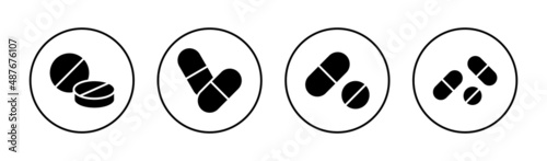 Pills icons set. capsule icon. Drug sign and symbol