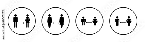 Social distancings set. social distance sign and symbol. self quarantine sign