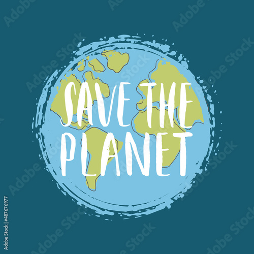 Save the planet card design, environment protection awareness poster. Vector illustration