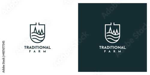 Traditional farm logo template design