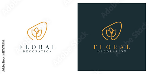 Floral flower decoratipn logo template design