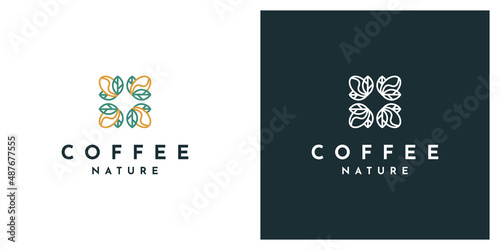 Coffee nature logo vintage illustration template design