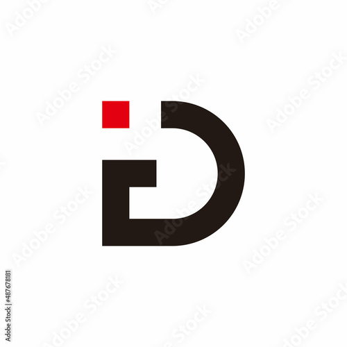 letter id simple geometric line logo vector