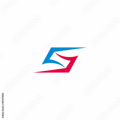 letter sj simple colorful curves geometric logo vector