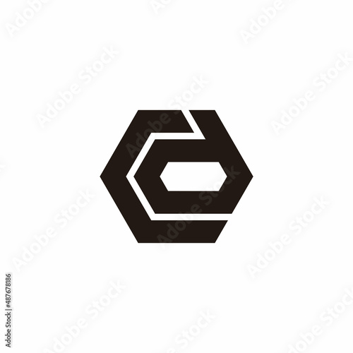 letter cd simple hexagon geometric logo vector
