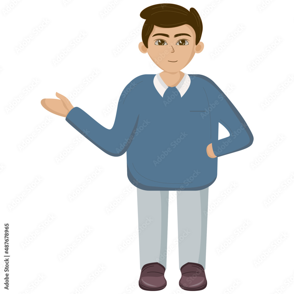 Male character with body gestures. Characters for infographics and microblog posters Male character with body gestures. Characters for infographics and microblog posters